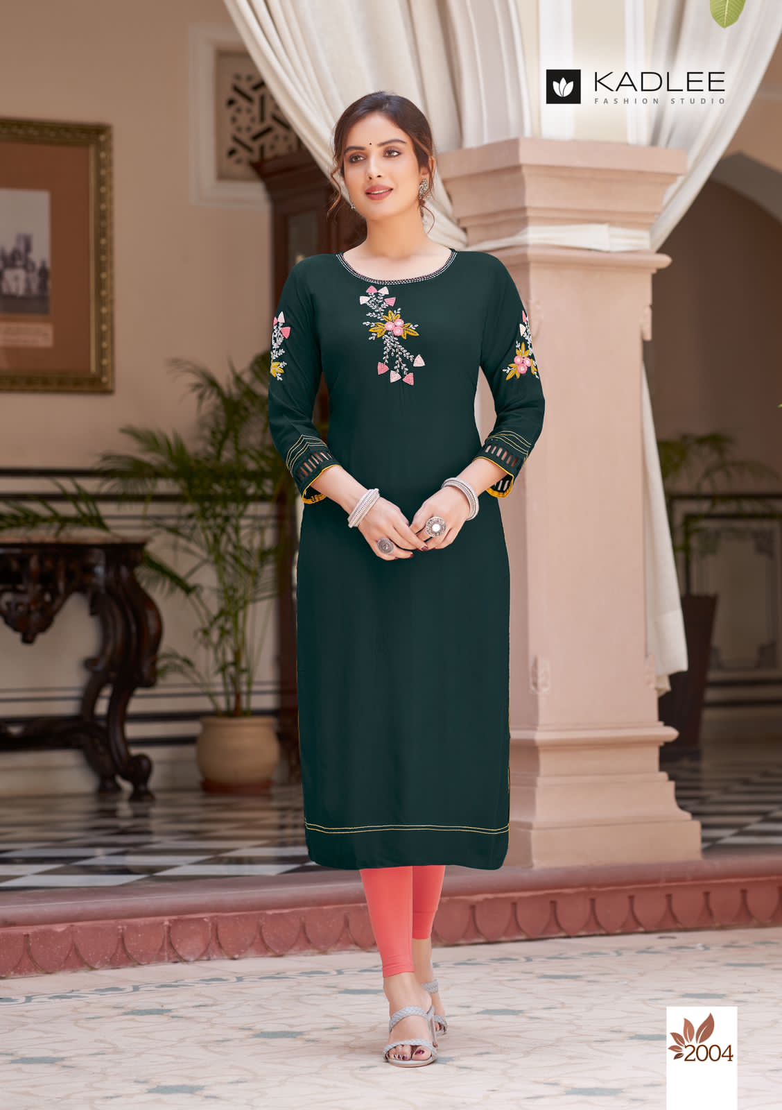 Kadlee Charvee Rayon Embroidery Kurtis Catalog
